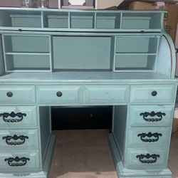 Large Torquoise Roll Top Desk