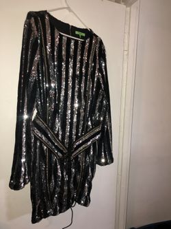 Fashion nova black silver sequin dress