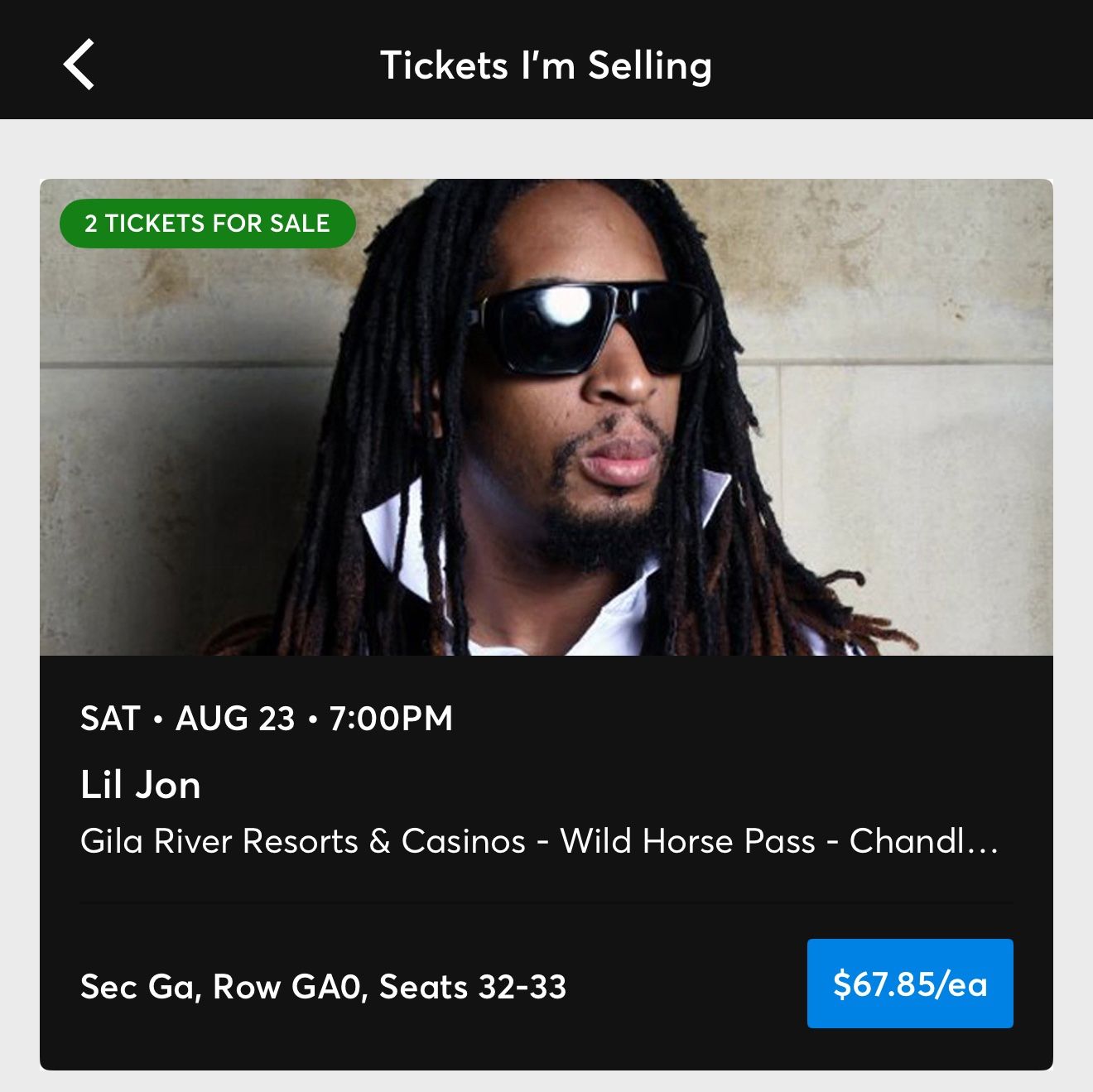 Lil Jon Concert Tickets (2)