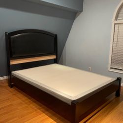 Queen bed With Faux Leather Headboard And 6inch Box Spring