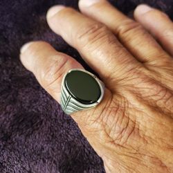 Vintage ONS Sterling Silver Black Onyx Ring