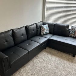 Black Berverlys Modern 98" 2pc Sectional Sofa with Right Facing Chaise by Latitude Run
