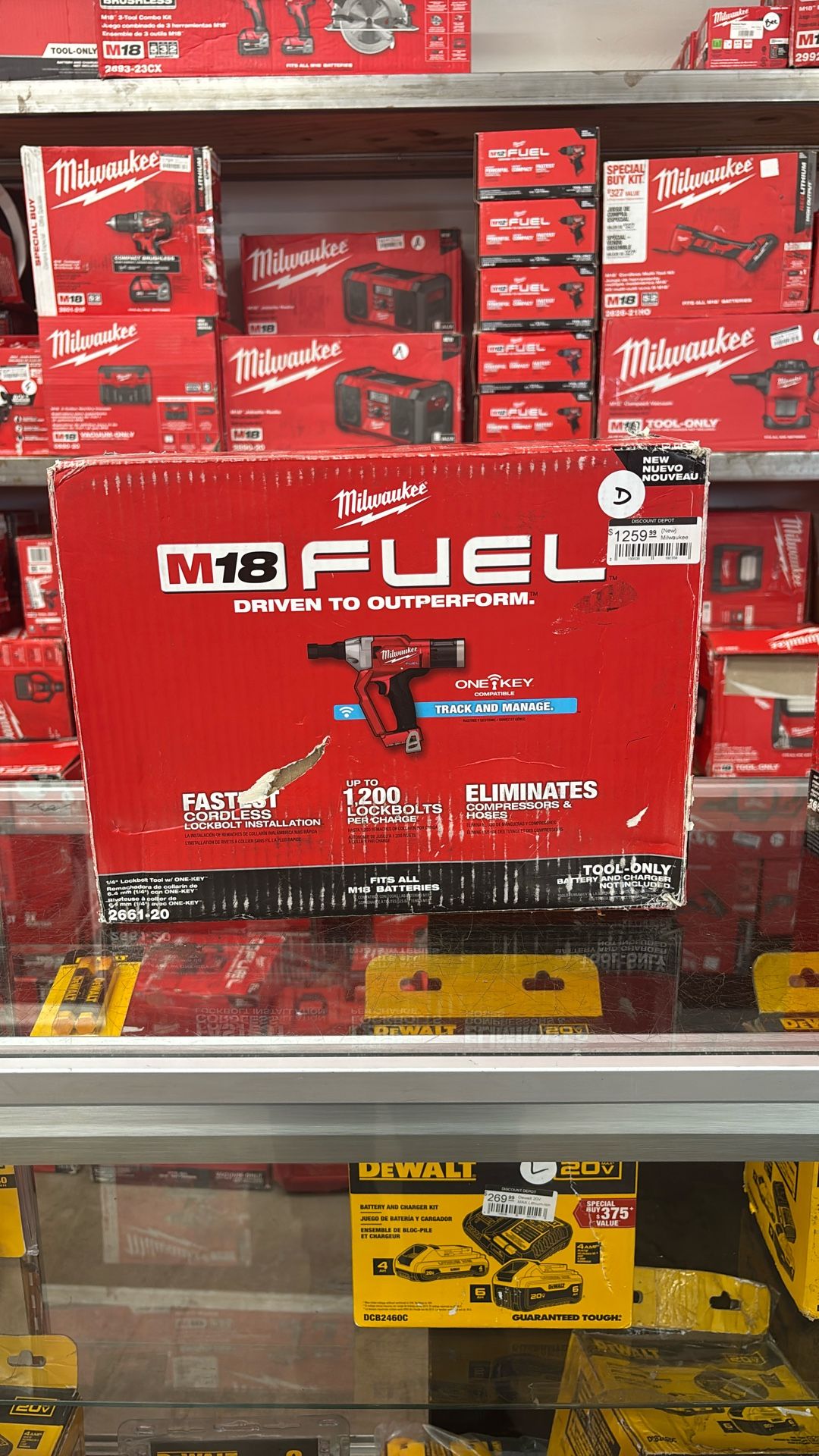 Milwaukee M18 FUEL ONE-KEY 18V Lithium-Ion Brushless Cordless 1/4 in. Lockbolt Tool (Tool-Only)