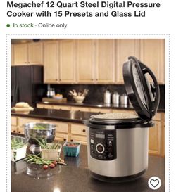 MegaChef 12qt Digital Pressure Cooker - Silver