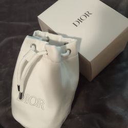 Christian DIOR White Lyocell Drawstring Cosmetic Bag
