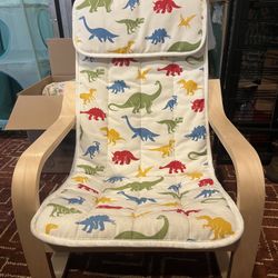 Kids Wooden Rocking Chair w/ Dinosaur Cushion
