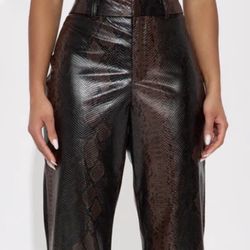 Black Cocodrile Faux Leather Pants