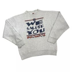 VINTAGE DENVER BRONCOS SWEATSHIRT LARGE L MENS CREWNECK PULLOVER JOHN ELWAY GRAY