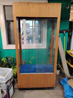 Large Wood and Glass Display Cabinet FREE