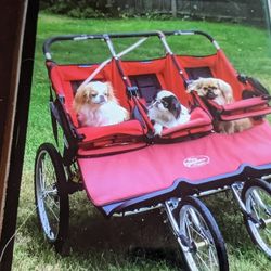 Red Three Seated Baby Stroller 