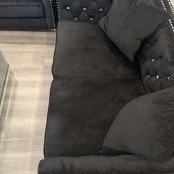 Luxury Black Velvet Sofa Set 
