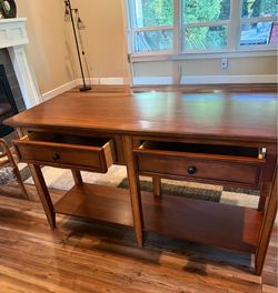 Large Wood Writing Desk with Drawers