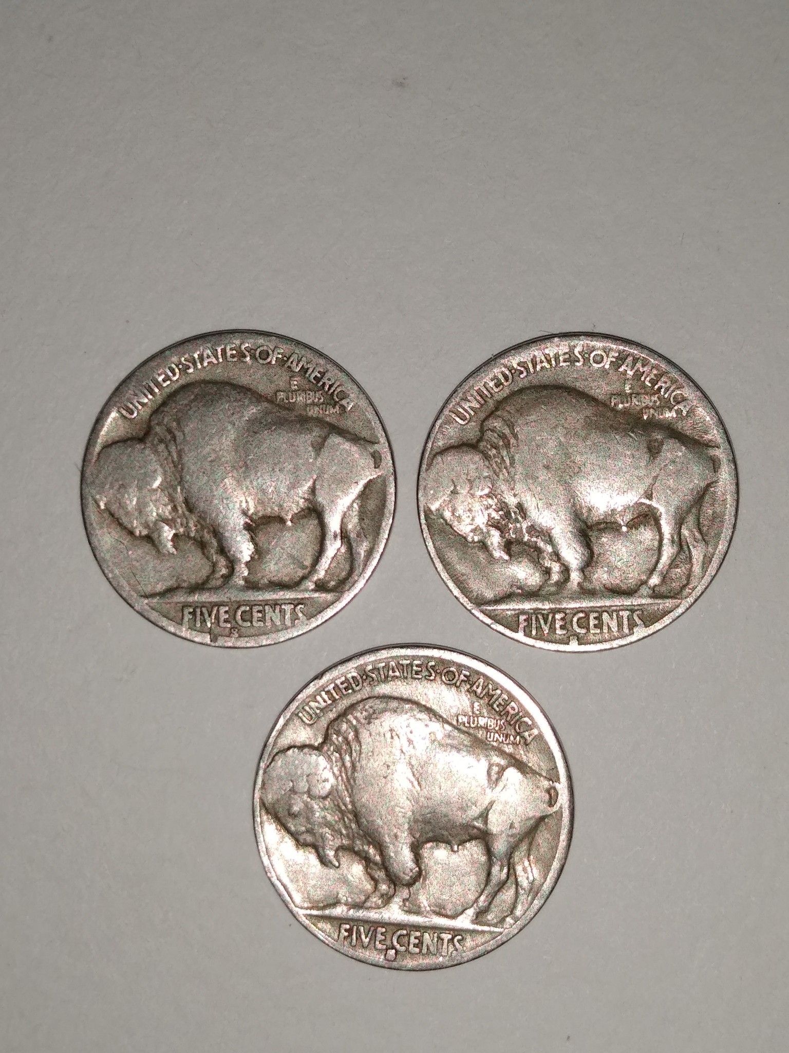 1919, 1930, 1935 silver buffalo nickels