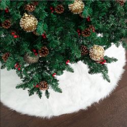 Mr Pen Faux Fur Tree Skirt 33 Inch White Soft Elegant Holiday Decor NEW