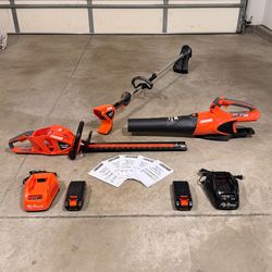 New Echo 56V Cordless Battery String Trimmer, Blower, Hedge Trimmer, 2 batteries & 2 Chargers