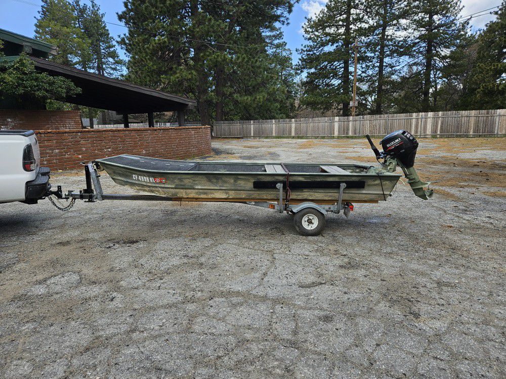 14ft Aluminum Bass / Duck Boat 9.9/15