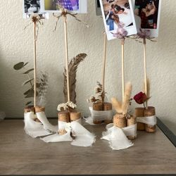 Cork, Dried flowers, Pampas, Feathers Table Card/photo Holder