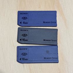 3-Sony 4/16MB Memory Stick Cards OEM UNTESTED Preowned Read Description Below!