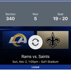 2 tickets NFL Rams Vs Saints