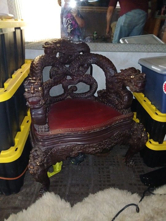 Vintage Carved Dragon Chair