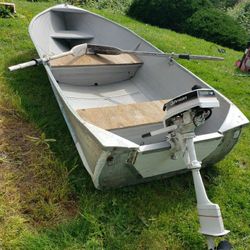 11 1/2ft Boat & Ore's $350 w/o Motor $450 With The Little Motor. I Believe It's a 2.5hp But Not Possitive