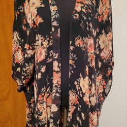 Women's Sheer Floral Cardigan Size Large