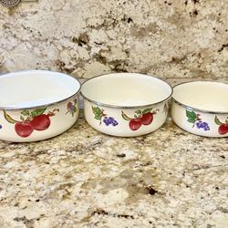 Vintage Kobe Enamel Mixing and Nesting Bowls Set of 3