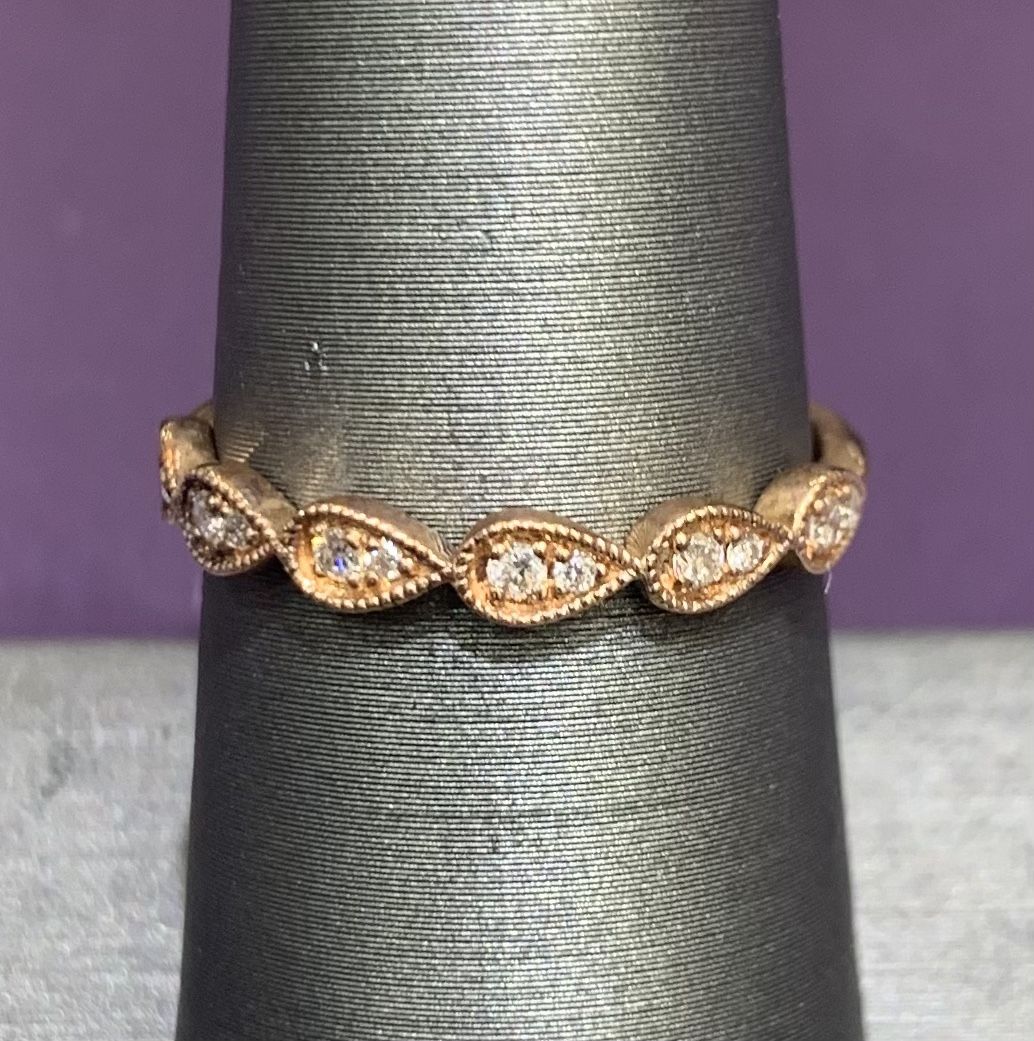 14K Rose Gold Diamond Stackable Ring 0.12 CTW
