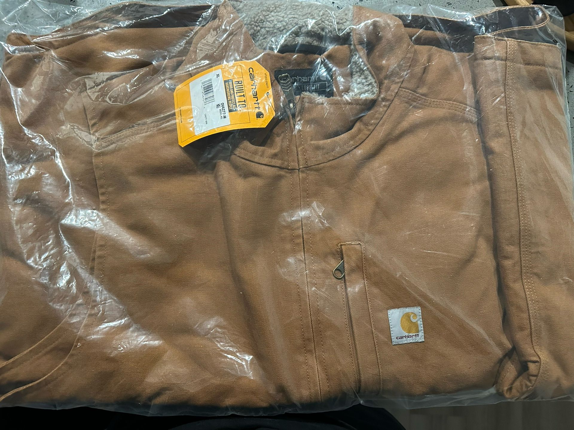 NEW Mens XL Carhartt Loose Fit Washed Duck Sherpa-Lined Mock-Neck Vest