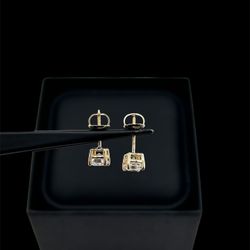 Diamond Earring Studs In 14k Yellow Gold Screw Back 