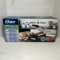 Oster “Cooks in 7 Minutes” Vertical Flip Grill – Red – Indoor Countertop