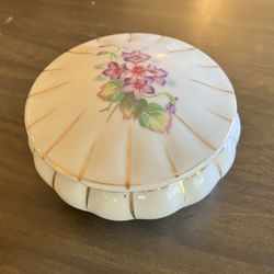 Vintage Floral Trinket Container Jar