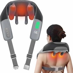 CILI Cordless Neck Massager with Heat, 4D Shiatsu Neck Shoulder Massager Deep Tissue Neck Back Massager Pillow, Wider Massage Head & More Heating Area