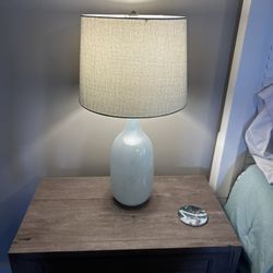 2 Blue Lamps With Lamp Shades 