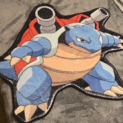 Blastoise Character Shaped Area Rug Blue Beige Red Black Pokémon Theme