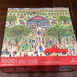 Apple Picking 1,000 piece jigsaw puzzle by Michael Storrings - Galison 27 X 20 inches 