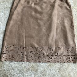 NEW PRICE. BEIGE SUEDE EMBELLISHED SKIRT by BANDOLINO