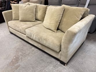 JONATHAN LOUIS Khaki Fabric Flared Square Arm Sofa