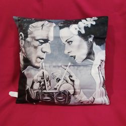18" By 18" Frankenstein And Bride Pillow Case
