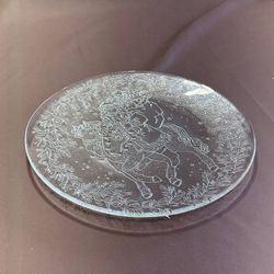 Vintage Neiman Marcus Etched Glass Plate – Horse & Rider Scene – Frosted Decorative Collector Plate