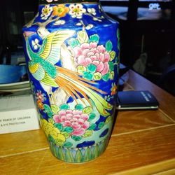 Vintage Japanese Hand Painted Floral & Bird 1950's