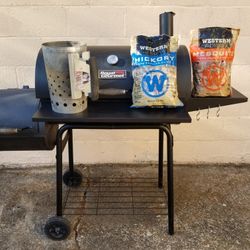 ROYAL GOURMET 30" CHARCOAL GRILL WITH OFFSET SMOKER, CHIMNEY STARTER, HICKORY & MESQUITE BBQ SMOKING CHIPS