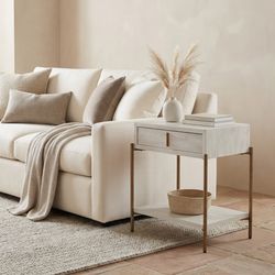 Yoru Oak White Side Table