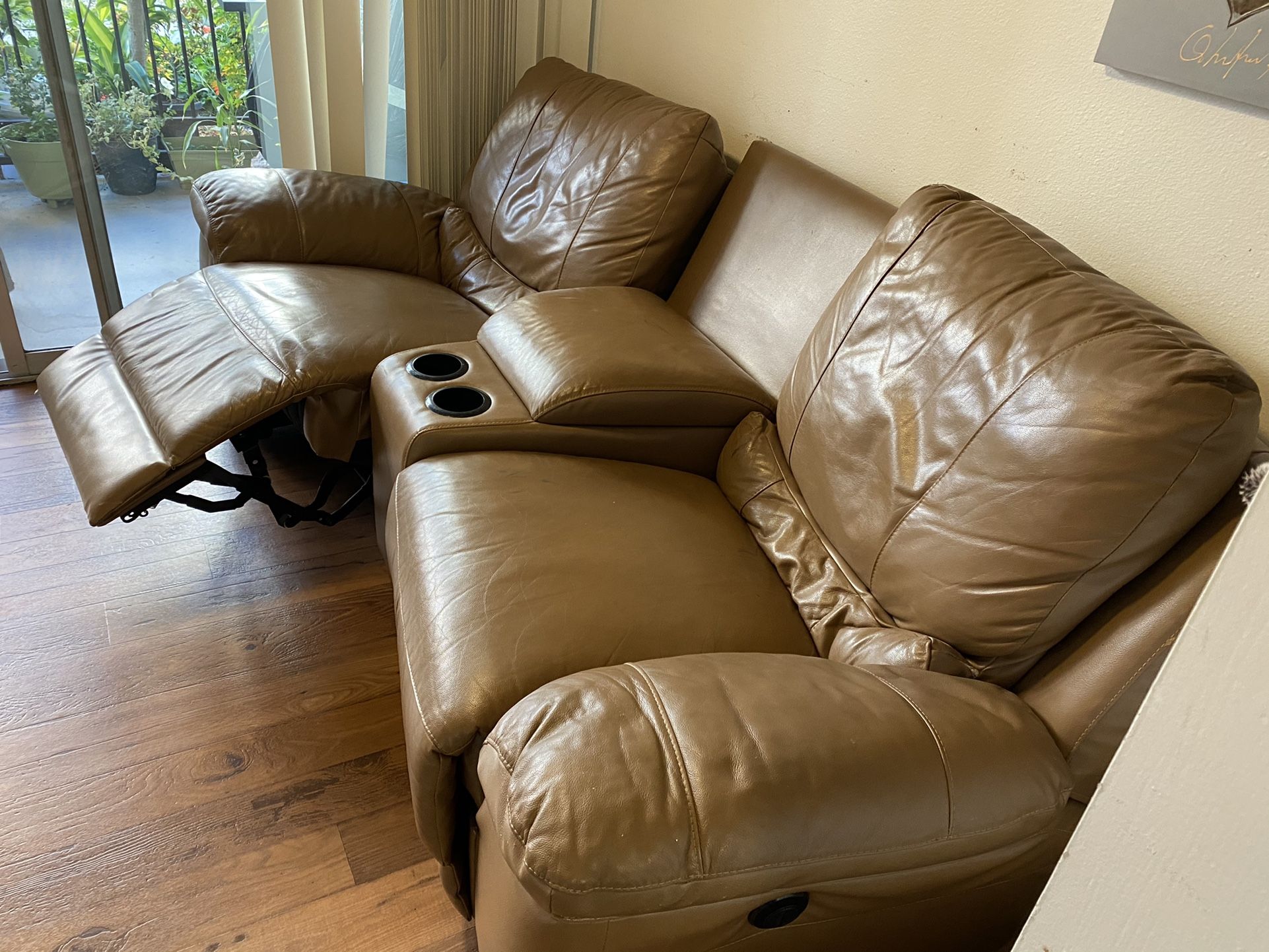 Dual Recliner Leather Couch