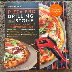 NEW 15” LARGE PIZZA STONE + LASER THERMOMETER SET OVEN GRILL BAKING PRO COOKING