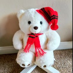 13" Christmas White Teddy Bear Doll