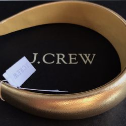 (NEW) WOMEN’S J.CREW OVERSIZED GOLD METALLIC LEATHER HEADBAND - SIZE: OS (ONE SIZE)