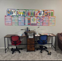 Double desk with drawers