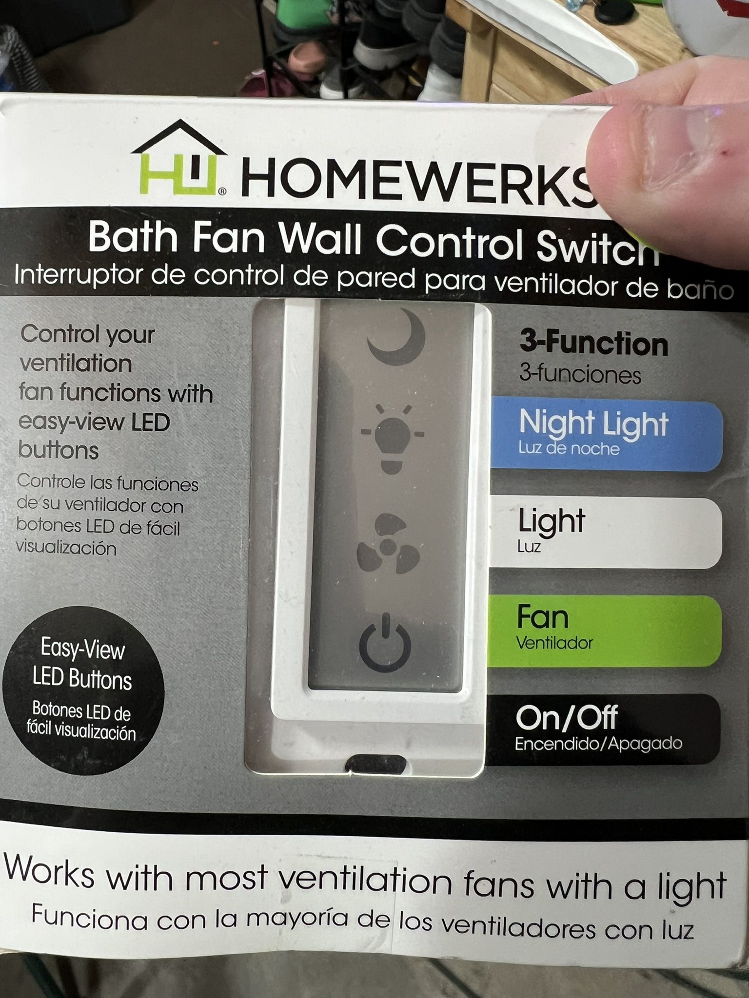 Homewerks Bathroom fan switch NEW