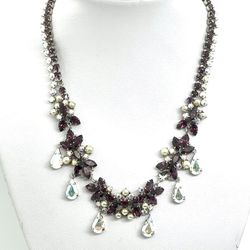 Vintage Purple And AB Rhinestone Necklace